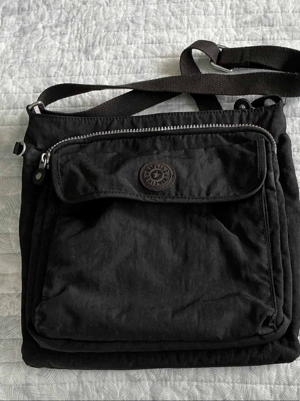 Kipling Black Crossbody Messenger Bag with Front Pocket -